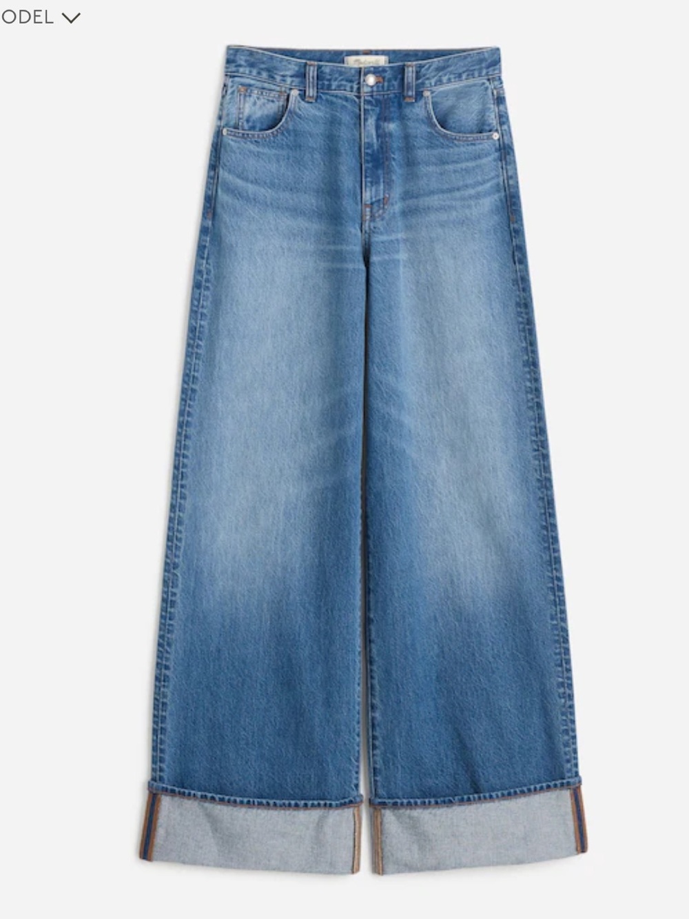 Madewell Jeans SuperWide-Leg Cuffed in Fannin Blue Rigid - Picture 4 of 12